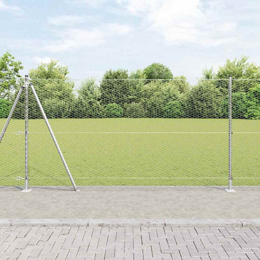 Fence with Posts Silver 1.2 x 100 m PVC-coated steel