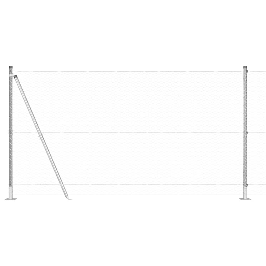 Fence with Posts Silver 1.2 x 100 m PVC-coated steel
