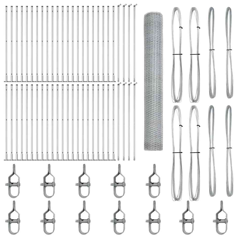 Fence with Posts Silver 1.2 x 100 m PVC-coated steel