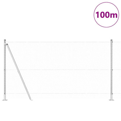 Fence with Posts Silver 1.2 x 100 m PVC-coated steel