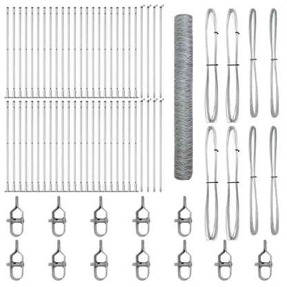Fence with Posts Silver 1.2 x 100 m PVC-coated steel