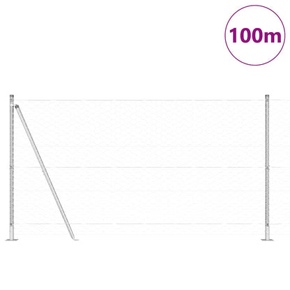 Fence with Posts Silver 1.2 x 100 m PVC-coated steel