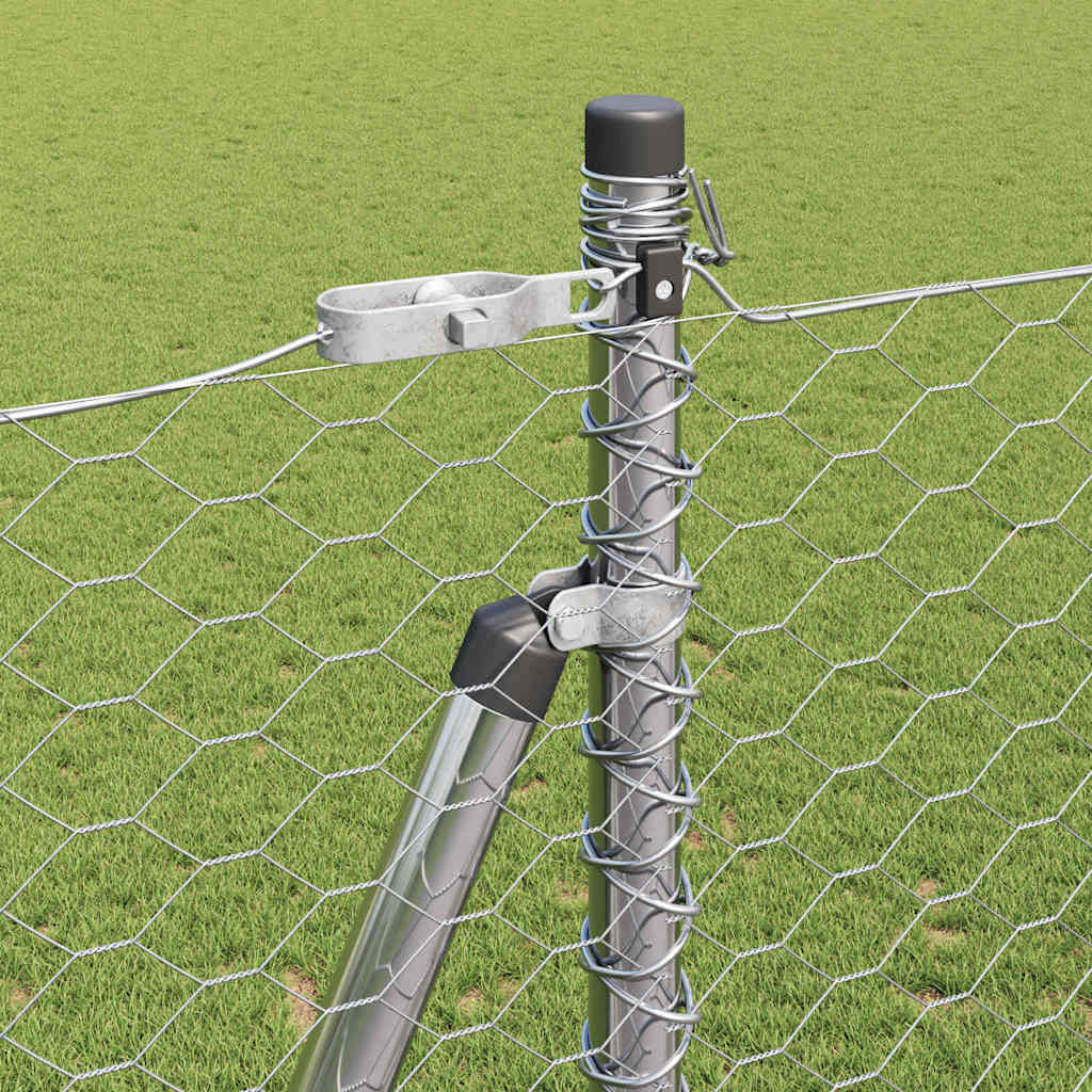 Fence with Posts Silver 1.4 x 100 m PVC-coated steel