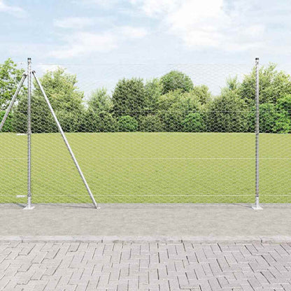 Fence with Posts Silver 1.4 x 100 m PVC-coated steel