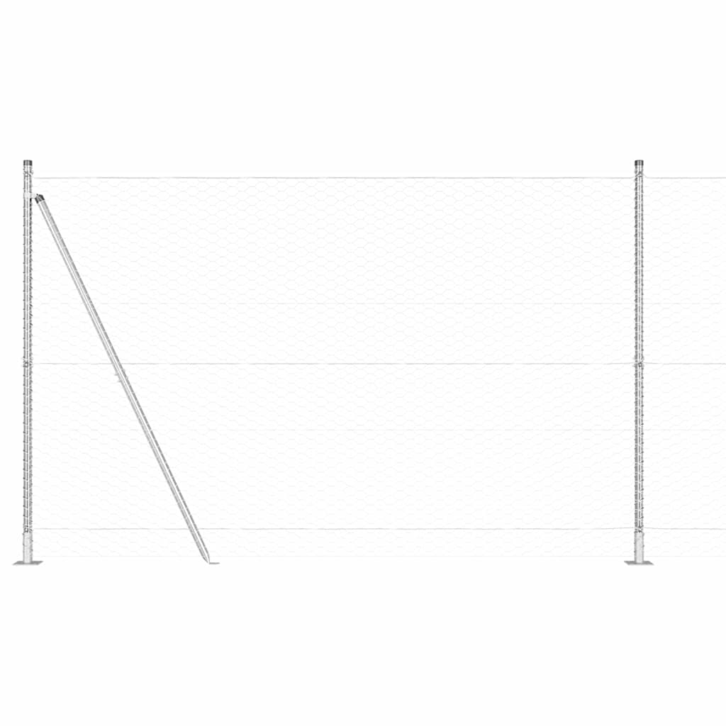 Fence with Posts Silver 1.4 x 100 m PVC-coated steel