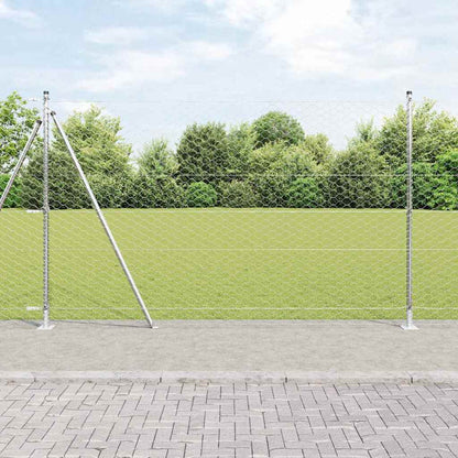 Fence with Posts Silver 1.4 x 100 m PVC-coated steel