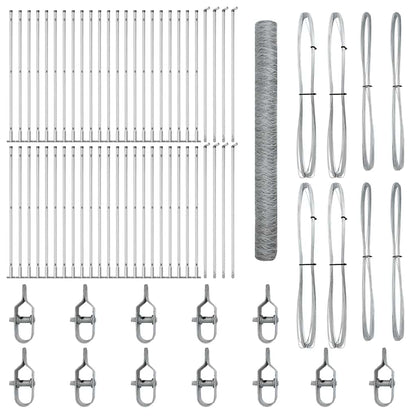 Fence with Posts Silver 1.4 x 100 m PVC-coated steel