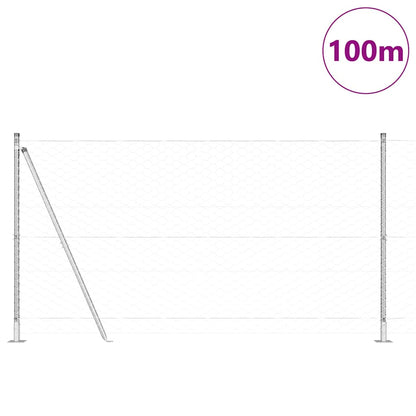 Fence with Posts Silver 1.4 x 100 m PVC-coated steel
