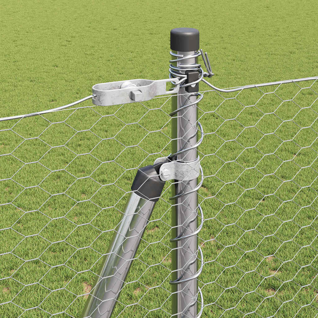 Fence with Posts Silver 1.5 x 100 m PVC-coated steel