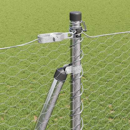 Fence with Posts Silver 1.6 x 100 m PVC-coated steel
