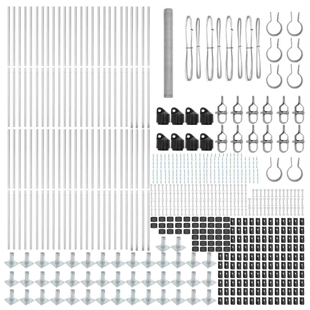 Fence with Posts Silver 1.6 x 100 m PVC-coated steel