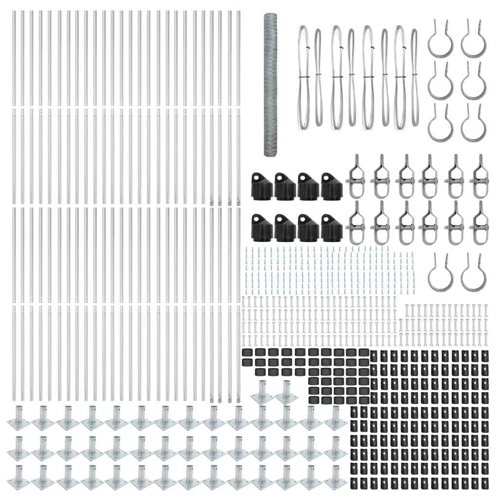 Fence with Posts Silver 1.6 x 100 m PVC-coated steel