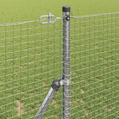 Fence with Posts Silver 1 x 10 m Steel
