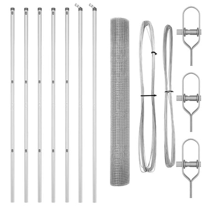 Fence with Posts Silver 1 x 10 m Steel