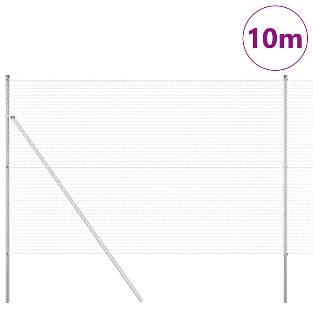 Fence with Posts Silver 1.5 x 10 m Steel