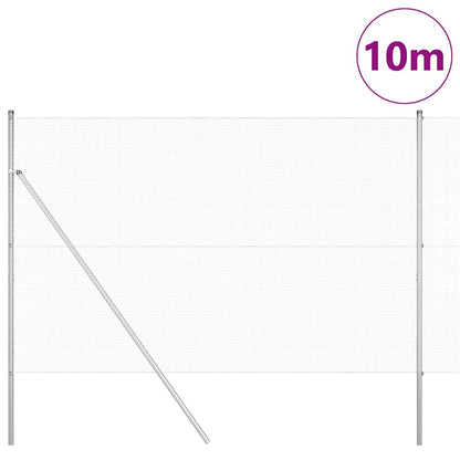 Fence with Posts Silver 1.5 x 10 m Steel