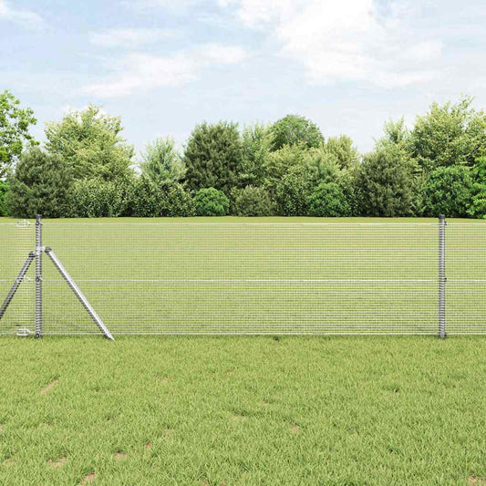 Fence with Posts Silver 0.4 x 25 m Steel