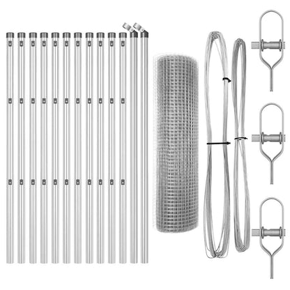 Fence with Posts Silver 0.6 x 25 m Steel