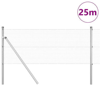 Fence with Posts Silver 0.6 x 25 m Steel