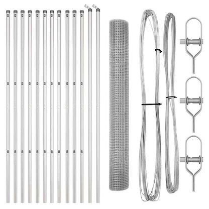 Fence with Posts Silver 1.2 x 25 m Steel