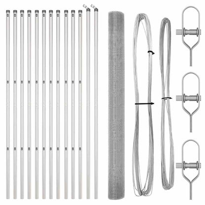 Fence with Posts Silver 1.6 x 25 m Steel