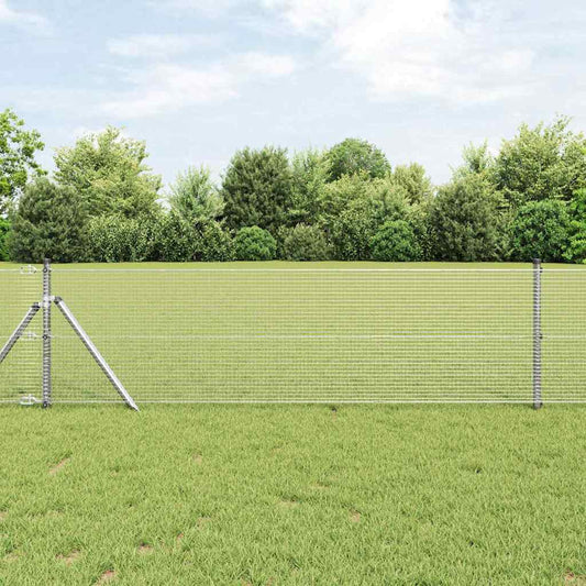 Fence with Posts Silver 0.4 x 50 m Steel