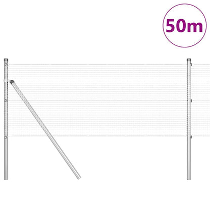 Fence with Posts Silver 0.6 x 50 m Steel