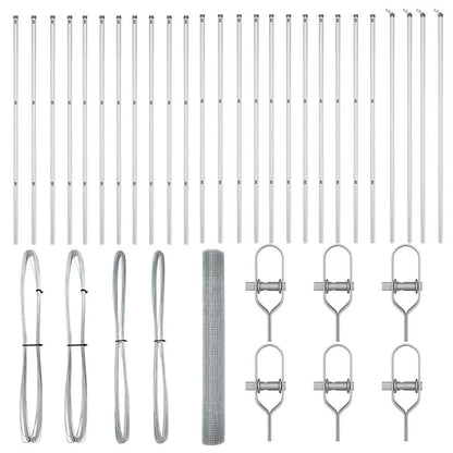 Fence with Posts Silver 1 x 50 m Steel