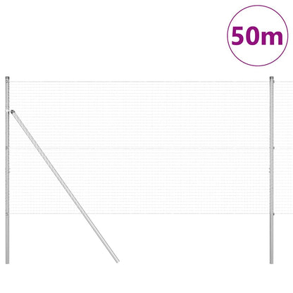 Fence with Posts Silver 1 x 50 m Steel