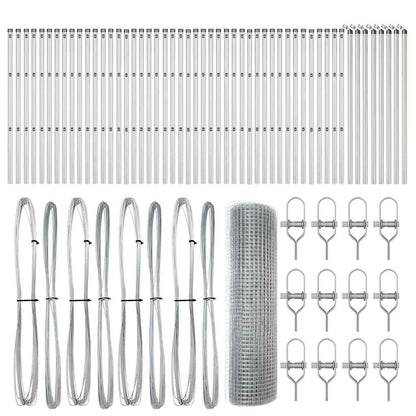 Fence with Posts Silver 0.4 x 100 m Steel