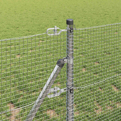 Fence with Posts Silver 0.8 x 100 m Steel