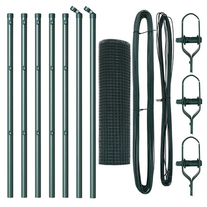 Fence with Posts Green 0.4 x 10 m Steel