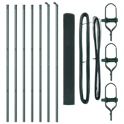 Fence with Posts Green 1 x 10 m Steel