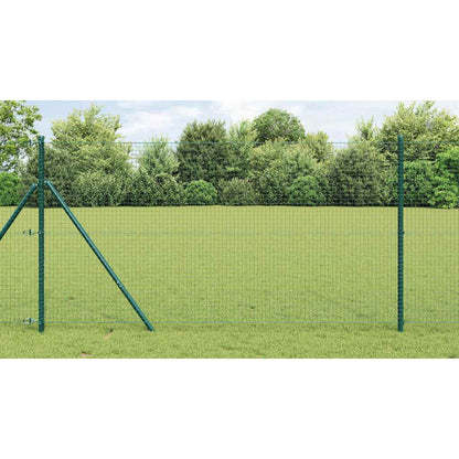 Fence with Posts Green 1 x 10 m Steel