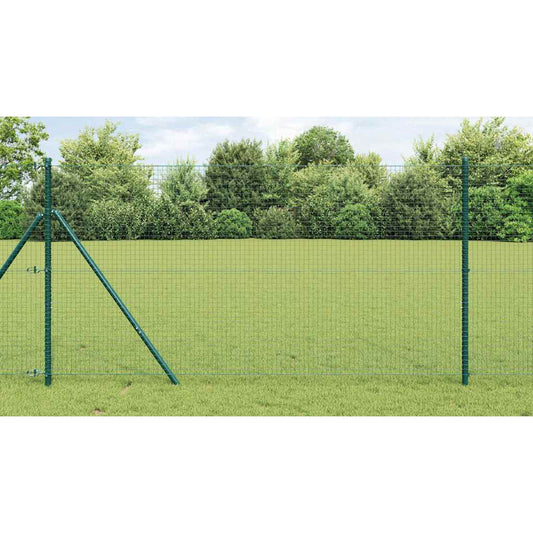 Fence with Posts Green 1 x 10 m Steel