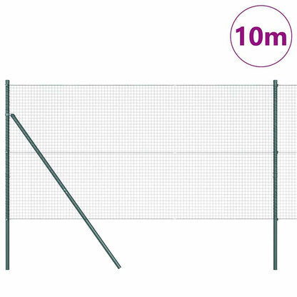 Fence with Posts Green 1 x 10 m Steel
