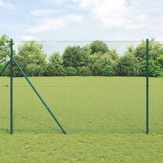 Fence with Posts Green 1.6 x 10 m Steel