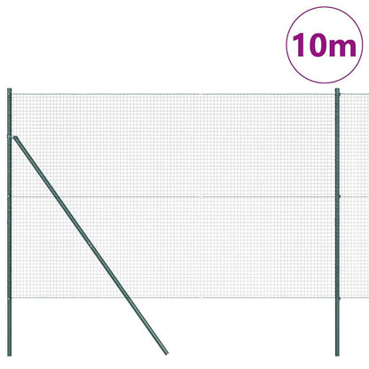 Fence with Posts Green 1.6 x 10 m Steel