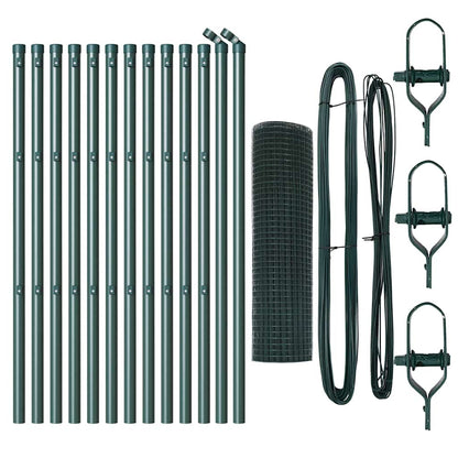 Fence with Posts Green 0.4 x 25 m Steel