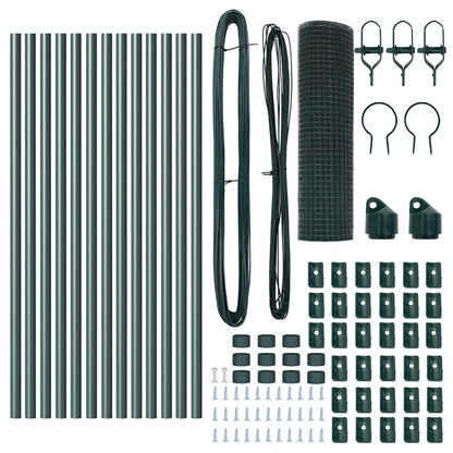 Fence with Posts Green 0.8 x 25 m Steel