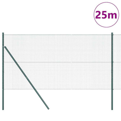 Fence with Posts Green 1.2 x 25 m Steel