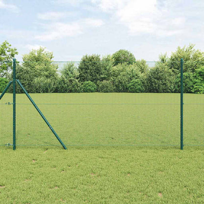Fence with Posts Green 1.4 x 25 m Steel