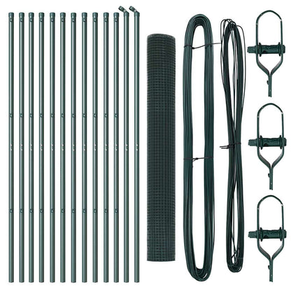 Fence with Posts Green 1.4 x 25 m Steel
