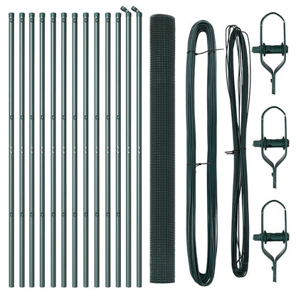 Fence with Posts Green 1.6 x 25 m Steel