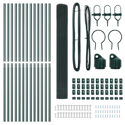 Fence with Posts Green 1.6 x 25 m Steel