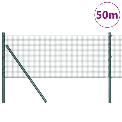 Fence with Posts Green 0.5 x 50 m Steel
