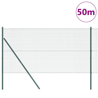 Fence with Posts Green 1.2 x 50 m Steel