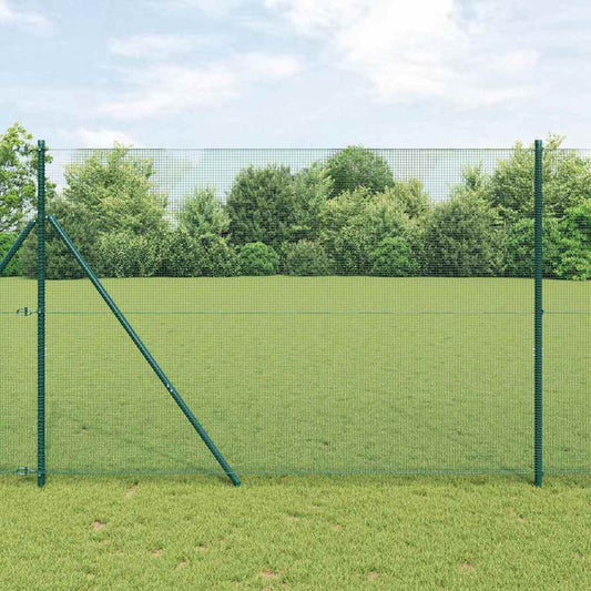 Fence with Posts Green 1.4 x 50 m Steel