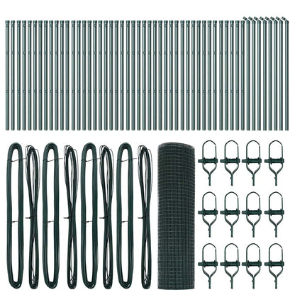 Fence with Posts Green 0.5 x 100 m Steel