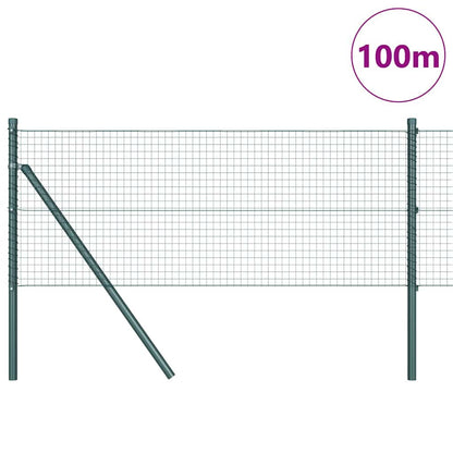 Fence with Posts Green 0.8 x 100 m Steel